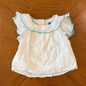 Janie and Jack White Blouse with Green Trim